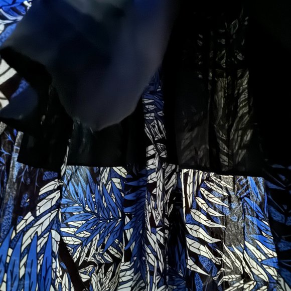 Tropical Palm Print Maxi Dress  African Wax Print Sleeveless V Neck Pockets XS - Picture 9 of 16